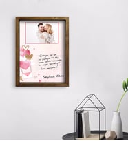 BK Gift Kişiye Özel Kendi El Yazın Mesajlı Fotoğraflı Doğal Ahşap Çerçeveli Tablo 45x65cm-1