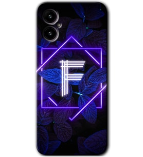 Omix X5 Kılıf HD Desen Baskılı Arka Kapak - Dark Neon Yaprak F Harfi