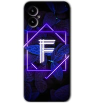 Omix X5 Kılıf HD Desen Baskılı Arka Kapak - Dark Neon Yaprak F Harfi