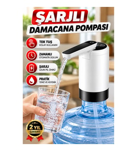 Şarjlı Otomatik Damacana Su Pompası – Tek Tuşlu ve Zamanlı Dolum