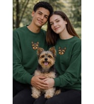 Shih Tzu Köpek Desenli Sevgili Sweatshirt – Unisex Çift Kombini (Koyu Yeşil)