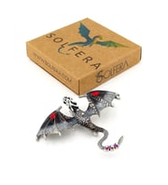 Siyah Gri Ejderha Dragon Zirkon Taşlı Broş - Gizemli Gücün Simgesi RZ450
