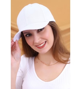 Beyaz Cap Filesiz Beyzbol Kalıp Unisex Şapka cp220