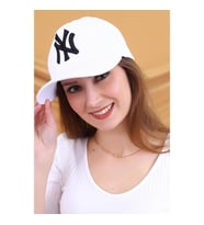 Beyaz Cap Siyah Nakışlı Unisex Şapka cp220