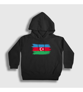 Presmono Unisex Çocuk Beyaz Bayrak Flag Azerbaycan Azerbaijan Kapüşonlu Sweatshirt 536461tt (Siyah)