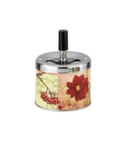 Metal Hazneli Çiçek Desenli Bas-Çevir Küllük 9 cm