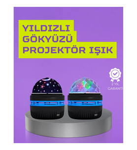 Mey İthalat® USB’li Yıldız Projektör Lamba – Döner Galaxy Işık Şovu, Çocuk ve Yetişkin Uyku Lambası