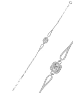 Söğütlü Silver Gümüş rodyumlu  pırlanta modeli  zirkon taşlı kare  bileklik