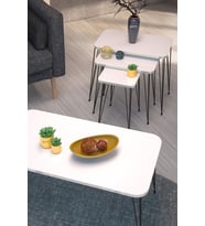 Zigon Sehpa Kr Ve Orta Sehpa Kr Set Siyah Ayak Beyaz Tel 1102