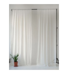 Beyaz Keten Perde Çubuk Cepli 2'li Set 130x170 cm