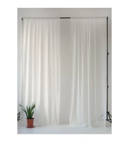 Beyaz Keten Perde Çubuk Cepli 2'li Set 130x170 cm