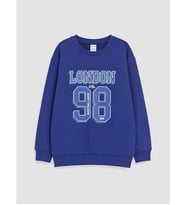 LCW Kids Lacivert London Baskılı Erkek Çocuk Sweatshirt