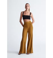 Peraluna VIOLA TROUSERS Ribana Örgü Bel Lastikli Kadın Triko Pantolon - Olive