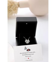 925 Ayar Gümüş Işıklı Kutulu Kelebek Lotus Çiçeği Kolye - 925 Ayar Gümüş Kolye