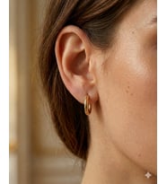 Kadın Yuvarlak Halka Model Gold Renk Çelik Küpe