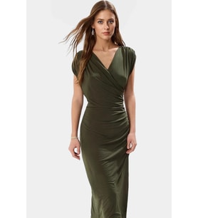 Kadın Örme Midi Elbise Bodycon Kalıp Kruvaze Yaka Yazlık Günlük Kullanım Dayanıklı Malzeme