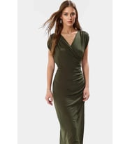 Kadın Örme Midi Elbise Bodycon Kalıp Kruvaze Yaka Yazlık Günlük Kullanım Dayanıklı Malzeme