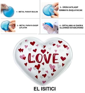 SIA SEVGİ MESAJLI KALP CEP SOBASI,EL ISITICI,SICAK SU TORBASI PVC 9cm
