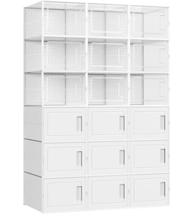 SONGMICS Ayakkabı Kutuları, 18'li Set, Plastik Kutular, Spor Ayakkabılar için, 44 Bedene Kadar Ayakkabılar için, 9 Şeffaf Kutu ve 9 Beyaz Kutu LSP009W01