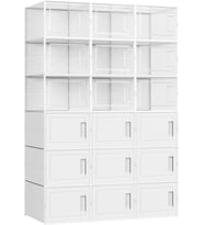 SONGMICS Ayakkabı Kutuları, 18'li Set, Plastik Kutular, Spor Ayakkabılar için, 44 Bedene Kadar Ayakkabılar için, 9 Şeffaf Kutu ve 9 Beyaz Kutu LSP009W01