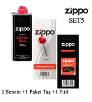 Zippo Çakmak ikmal Seti 1 Bidon Benzin 1 Fitil 1 Paket Taş Set5
