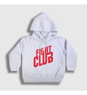 Presmono Unisex Çocuk Beyaz Logo Film Dövüş Kulübü Fight Club Kapüşonlu Sweatshirt 244291tt (Beyaz)