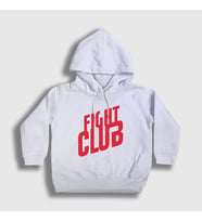 Presmono Unisex Çocuk Beyaz Logo Film Dövüş Kulübü Fight Club Kapüşonlu Sweatshirt 244291tt (Beyaz)