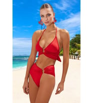 Yeni Düz Destekli Üçgen Normal Bel Brief Siyah Bralet Aksesuarlı Yüksek Bel Bikini Takımı