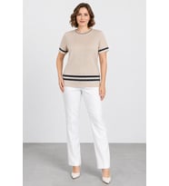 Kadın Sıfır Yaka Kısa Kollu Triko Bluz W27-3079
