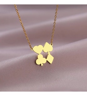 Kişiye Özel 925 Ayar Gümüş İskambil Sembolleri Kolye (Gold)