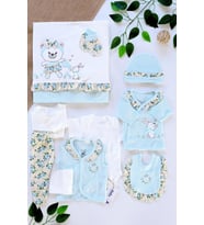 Kız Bebek Dantel Fistolu Lüks 10 Lu Hastane Çıkışı Seti STL6484 (Yeşil)
