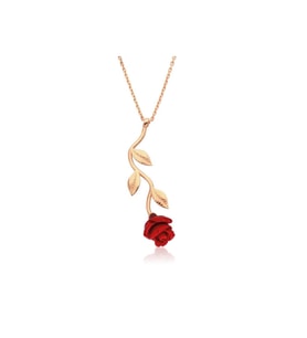 Gümüş Rose Kırmızı Gül Kolye CSR2182717
