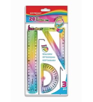 Cetvel Takımı Kırılmaz Esnek Silikonlu Kırılmaz 3'Lü Gökkuşağı 20 Cm 1 Paket Cetvel Seti
