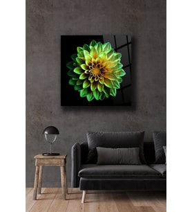 Yeşil Lotus Cam Tablo