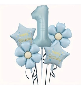 Mavi Happy Birthday 1 Yaş Folyo Balon Set