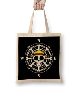 One Piece Logo Straw Hat Bez Çanta Uzun Saplı