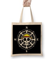 One Piece Logo Straw Hat Bez Çanta Uzun Saplı