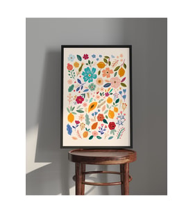 Tablo  Ahşap Çerçeveli Tablo  Çerçeveli Poster  Soyut, Modern, Bitki ve Çiçek Temalı Tablo (Karışık)