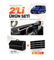 e-biz FORD TRANSİT CUSTOM (2025-SONRASI) Uyumlu Torpido Örtüsü + Tay Tüyü Çanta - Siyah-Gri - FO039