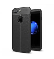 Apple iPhone 7 Plus Deri Görünümlü Silikon Siyah
