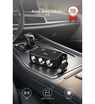 Torima Araç Şarj Cihazı Çakmaklık Girişli 120W Hızlı Şarj Type-C USB QC4.0 Çoklu Çıkışlı G18 Siyah