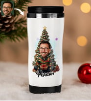 BK Gift Kişiye Özel Erkek Yılbaşı Karikatürlü Çelik Termos Bardak - 4, Yılbaşı Hediyesi, Yeni Yıl Hediyesi