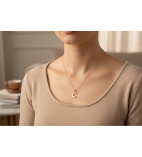 STİL İNCİSİ/XUPING JEWELRY C HARFİ TAŞŞIZ (Altın Rengi)