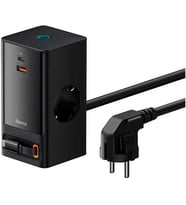 OS- PowerCombo Dijital Priz 2AC+1U+1C+Geri Çekilebilir-C 65W 1.5m Güç Kablosu ile AB Siyah