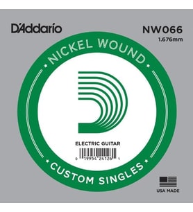 Daddario NW066 Elektro ve Akustik Tek Tel  Nickel Wound, .066