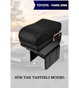 yaris 2006 kol dayama geniş model Lüks Siyah Yastıklı Deri