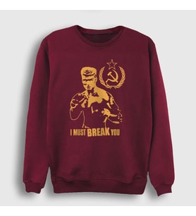 Presmono Unisex Bordo Soviet ivan Drago Film Rocky Sweatshirt 250408tt (Bordo)