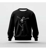 İskelet Balerin Baskılı Basic Sweatshirt (Siyah)