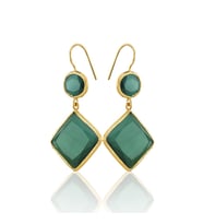 Kadir Jewellery 22 Ayar Altın Kaplama Kadın Sallantılı Küpe -El İşçiliği Ve Hipoalerjenik Küpe (K.Yeşil)
