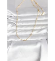 14K Gold Renk Damla Topçuk Zincirli 60 cm Kadın Kolye (CM) (Standart)